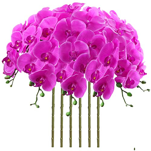 FagusHome 81,3 cm künstliche Phalaenopsis-Blumen, 6 Stück, künstliche Orchideen-Blumen, Stielpflanzen für Heimdekoration (lila)