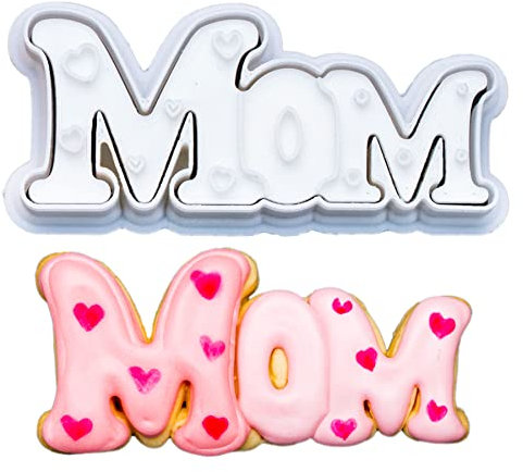 Flycalf Emporte-pièce en plastique pour maman - Outils de pâtisserie avec tampons à piston - Décoration de gâteau détaillée - Moules en plastique - Cadeaux pour fêtes d'enfants - Fournitures de