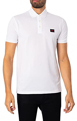 HUGO Mens Dereso232 Cotton-piqué Slim-fit Polo Shirt with red Logo Label