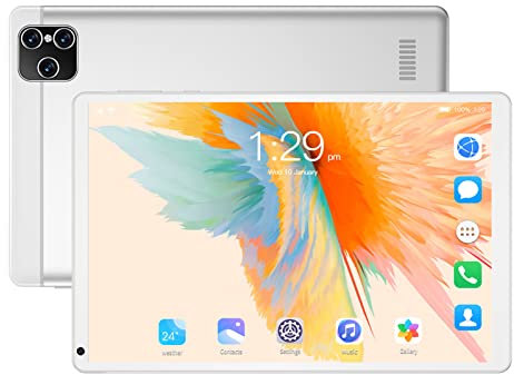 Bewinner Tableta Android 10, Tableta para Niños de 8 Pulgadas, 2G RAM 32G ROM, Tableta PC WiFi de Doble Banda, 4500 MAh, Pantalla Táctil HD, Tableta Celular Dual SIM(Blanco)