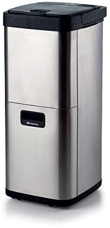 Ariete 2001 Ecowe, Pattumiera Intelligente, 60W/h, Essiccatore di rifiuti organici, Riduce il volume dei rifiuti organici, 2 cestelli, Antiodore, Coperchio a pressione, Ruote, Carboni attivi, Silver