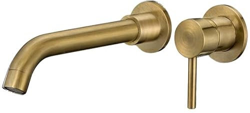 VALAZ Wasserhahn Bad Unterputz Antikgold | Einhebelmischer Waschbecken, Warm und Kaltwassermischer, Wassersparer | Schnelle Installation | Brass, Stainless, Auslauf 21cm, Guadiana-serie