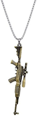 DUTACK Halskette für Hip-Hop, Punk, Pistolen-Anhänger, männliches Gewehr, Schmuck, Herren und Damen, Edelstahl, Pistolenfreundschaft, Paar, Anhänger, Halskette, Schmuck, Geschenke, Zink