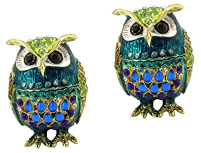 LIFKOME 2 Stücke Legierung Eule Halskette Schmuckschatulle Ohrring Schmuckschatulle Vintage Wohnkultur Emaillierte Schmuckschatulle Dekorative Schränke Ornament Eule Schmuckschatullen