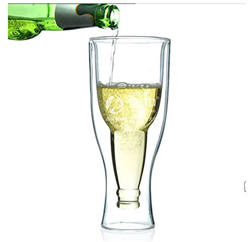 Tasses à bière en Verre Tasses à bière Verres à bière à Double paroi Tasses Transparentes pour Les Bars à Manger en Famille Divertissement de fête Verres à bière de 12 onces