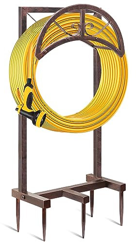 Garden Water Hose Holder 5 Spikes, Brown Hose Stand for Outside for Outside