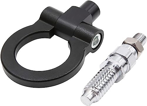 Unifizz Gancio di traino per rimorchio paraurti in lega di alluminio nero per BMW Serie E Ring Eye gancio di traino vite