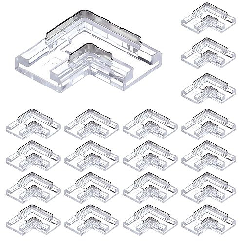 BENLUIN 2 Polig 8mm LED Streifen L-förmige Eckverbinder 20 Stück Strip zu Strip Verbindungsstücke für ohne Löten 12V 24V COB SMD LED Band Strip