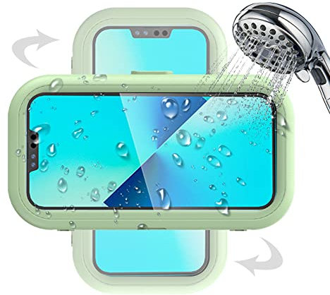 kyaoayo Dusch Handy Ständer, Wasserdicht Handyhalterung Box, 360°Drehbar Handy-Halterungen, selbstklebend Handy Wandhaltrung für Badezimmer Küche, passend für Smartphone unter 7 Zoll