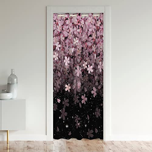 Homemissing Cerises Floraisons Rideau de Porte 106x203cm Style Japonais Sakura Fleurs Rideaux de Chambre Floral Botanique Rideau Occultant Rideaux Spring Rose Rideaux Exterieur d'entrée