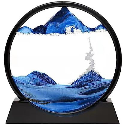 RCQD Sandbilder zum Drehen 3D Sanduhr - Sandbild Geschenke Sanduhr Deko 3d sanduhr tiefsee-sandlandschaft Aesthetic für Büro Wohnzimmer Schreibtisch Erwachsene Kinder (Blau, 12'')