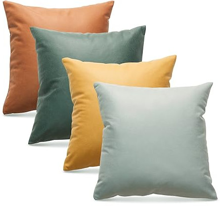 Realand Air Leder-Kissenbezüge, 45 x 45 cm, weich, atmungsaktiv, dekorative Kissenbezüge, solide Kissenbezüge, Couchkissen für Sofa, Wohnzimmer, Bett, Auto, Orange & Grün