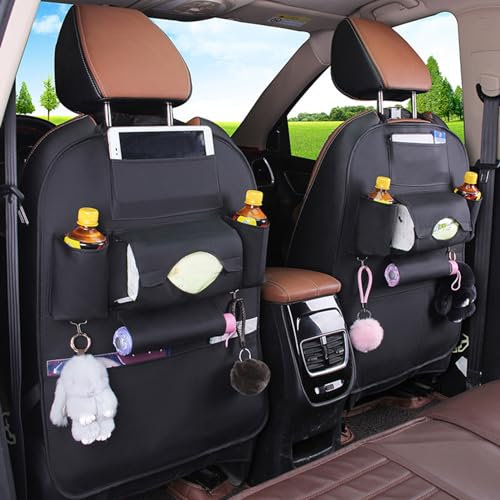 Gsrhzd Autositz Organizer, 2 Stücke Auto Rückenlehnenschutz, Schwarz Organizer Auto Rücksitz Kinder, Sitz Organizer Auto, Auto Organizer Rücksitz, für Kinder Reise Tägliche Gebrauch