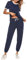 Litherday Jogginganzug Damen Kurz Freizeitanzug Baumwolle Sportswear zum Fitness Running Sportanzug Frauen Streifen Trainingsanzug mit Rundhals, Dunkelblau, M