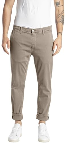 Replay Herren Chino Zeumar Slim-Fit Hyperflex X-Lite mit Stretch, Braun (Sand 020-1), 40W / 34L