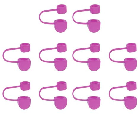 sourcing map 10Pcs Straw Cover Cap, Rose Red Silicone Straw Tips Cover Fits 8mm/0.31 Drinking Straws, Reusable Dust-Proof Straw Tips