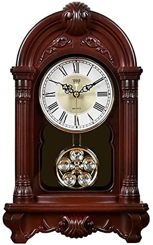 LUOYAOB Vintage Kaminuhr Manteluhr, antike heimste dekorative Pendeluhren, batteriebetriebene stille Tischuhr mit Glockenspielern, Kamin, Regal Dekorative Geschenke (Color : A)