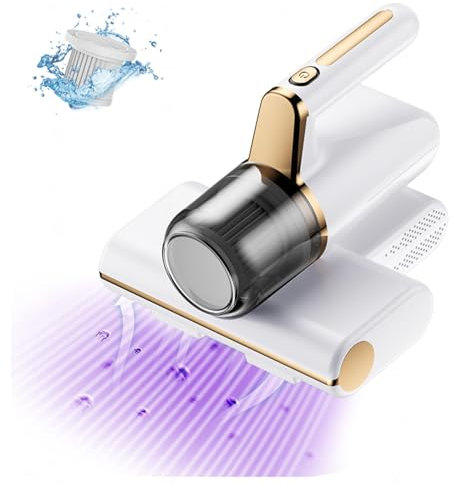 Nettoyeur Tapis Et Canapé, éLimine 99,9% des BactéRies, AllergèNes, Acariens Bed Vacuum Cleaner avec LumièRe UV Et Vibration Aspirateur Laveur Canapé pour Le Nettoyage,White