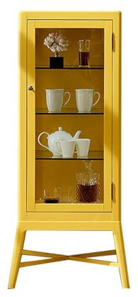 Generisch WeinregalWeinschrank, Holz-Weinschrank, Glastür, moderner, minimalistischer Vitrinenschrank, handgefertigter Schrank für Zuhause, Küche, Esszimmer, Barschrank (Farbe: Gelb)
