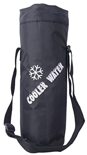 Kalttoy Sac cylindrique portable isotherme pour bouteilles/canettes - Sac de transport pour bouteille d'eau Gi - Porte-bouteille isotherme pour sac à dos - Pochette avec sangle, Noir
