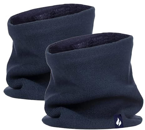 HEAT HOLDERS 2er Pack Herren Halswärmer Verdickte Flauschige Fleece Loop Schal Nackenwärmer mit Innenfleece für Winter (Einheitsgröße, Marine)