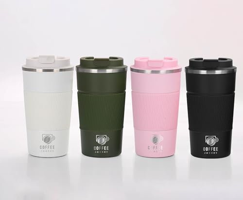 Coffee Jacket Travel Mug 380ml – Insulated Stainless Steel Reusable Coffee Cup with Leakproof Lid – Thermal Mug for Hot & Cold Drinks, Fits Car Cup Holders (Artic White)