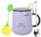 XinHuiGY Taza Gato Cerámico Café taza,Linda Hecho a mano Té Tazas con Tapa y Cuchara,Único Caliente chocolate Novedad tazas, Navidad Jarra Regalo, Cumpleaños por Muchachas (Gato Púrpura)