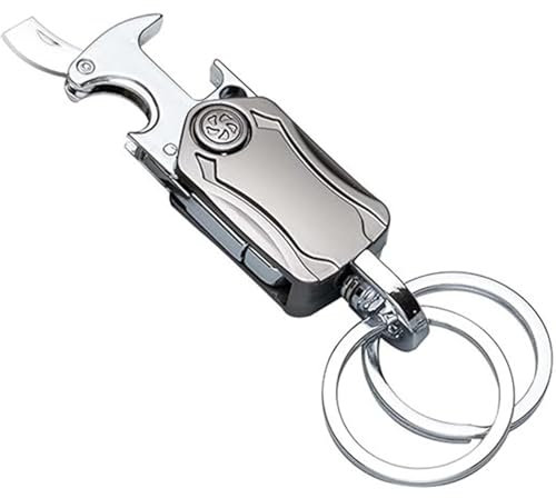 RSYHVG Multifunctional Bottle Opener Keyring Unboxing Keychain with Cutter Bottle Opener,Phone Holder 360 Rotatable Opener Open The Beer Drink Bottle Cap Easily Express for Men Boys Women Gift