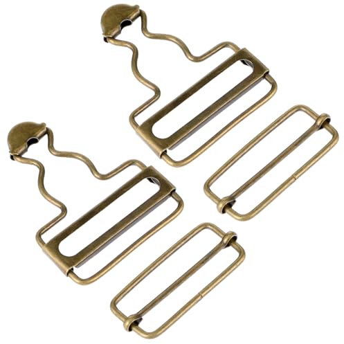 Jeffdad 2 Sets Latzhosen Schnalle, Metall Dungaree Schnallen Hosenträger Schnallen mit Schiebeschnalle für Strapse Hose Verstellbare Latzhosen Schnallen für Latzknopf Sewing Clothing Craft(Bronze)