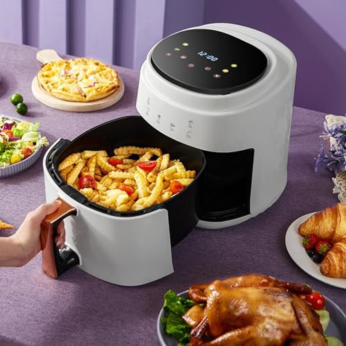 PLJKIHED Friggitrice ad Aria Multifunzione 8L Smart Air Fryer, friggitrice elettrica Multifunzione Bianca per la casa, Sistema di Controllo Touch LCD, Tempo e Temperatura Regolabili Stabilize