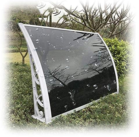 Auvent de Porte Anti-Pluie Pare-Soleil autonettoyant par la Pluie Protection Solaire extérieure pour Balcon climatisé Panneau Marron avec Support Blanc(Black 80CMX100CM)