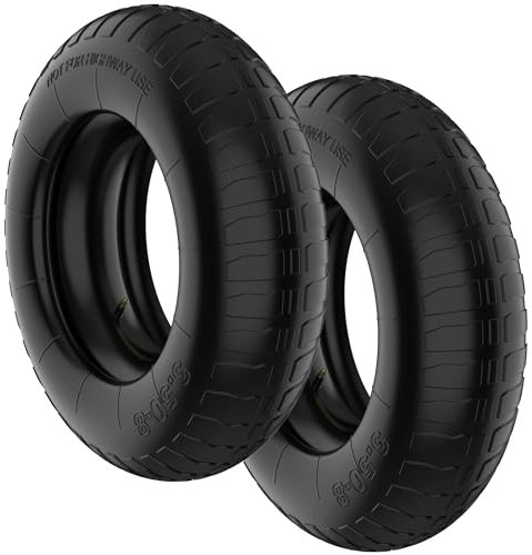 ZENO Wheelbarrow Wheel Tyre and Inner Tube 3.50-8 | Wheelbarrow Tyre for Hand Trolley, Wheelbarrow, Garden Cart | 14 Tyre & Tube | 35 PSI Maximum Inflation (2)