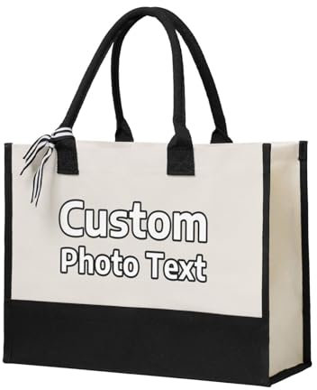 Tote Bag Personalizada Grande, Personalizadas Bolsa de lona, Bolso De Playa, Bolsa de Compras Reutilizable, Regalos para Mujer, Amigas, Cumpleaños Navidad, para Trabajar, Compras, Escuela, etc