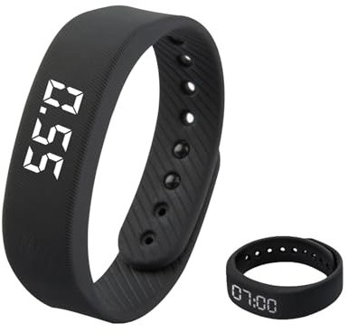 Orologio contapassi digitale impermeabile – Contapassi senza Bluetooth, fitness tracker con sveglia silenziosa a vibrazione, display a LED, orologio fitness impermeabile per uomini e donne, non