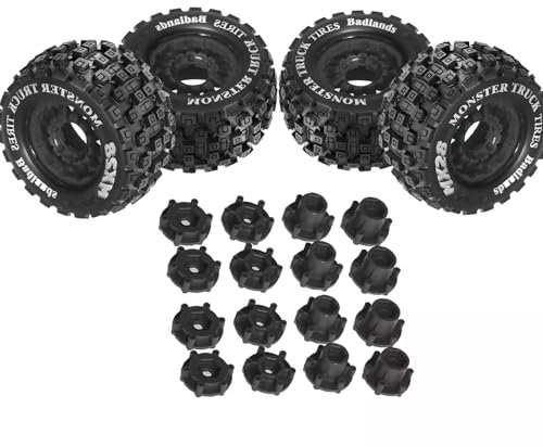 Bigfoot Reifen mit 12 mm/14 mm Nabe für 1/10 MX 28 RC Monster Truck, 68 mm breit, 128 mm Durchmesser, langlebige Off-Road-Reifen (schwarz)