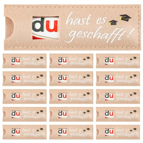 20 Stück Du hast es geschafft Hülle Filz Geschenke für Schokolade – Verpackung für Abschluss, Abitur, Studium, Prüfung