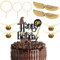 Glitter Magier Tortendeko 9. Geburtstag,54 Stk Wizard Cake Topper 9. Geburtstag,Golden Snitch Wings Schokolade Cake Topper Geburtstags,Kindergeburtstag Party Kuchen Deko,Magic Theme Party Supplies