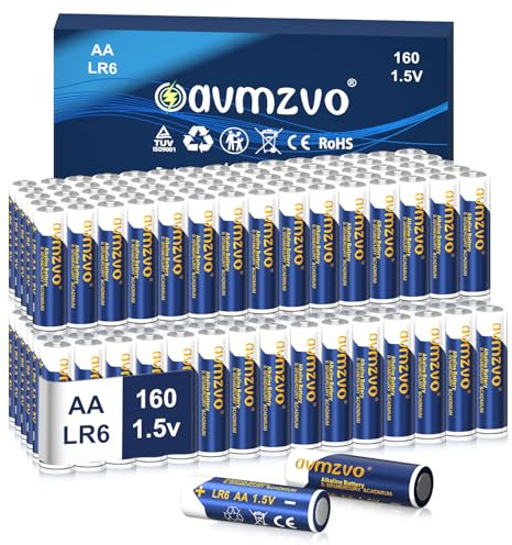 avmzvo AA batteries, 160 pieces LR6 batteries, alkaline, 1.5 V, long-lasting power