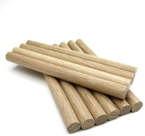 Oakcrafts - 16mm Oak Dowel 200mm Length - Pack of 10 Dowels - European Oak for Craft and DIY Projects