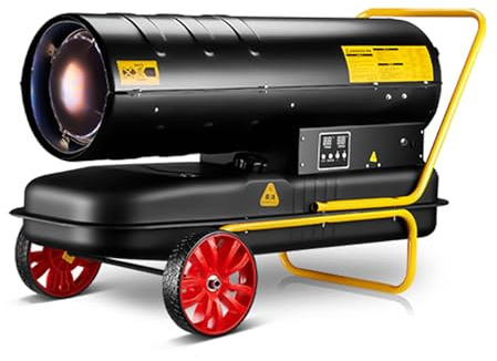 Hoixin Riscaldatore industriale diesel a cherosene Riscaldatore d'Aria Diesel Dotato di termostato regolabile 20L 25kW Area di riscaldamento 600m³/h Termoventilatore a gasolio