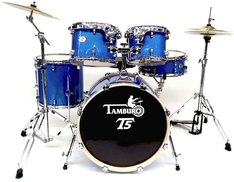 Tamburo T5S22BLSK, Batteria Acustica 5 Pezzi, Blue Sparkle, con Grancassa 56cm, Piatti e Hardware