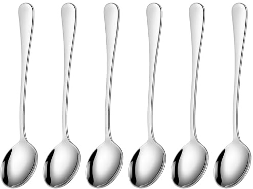 6 Soup Spoons, Stainless Steel Table Spoons Set, 15.8 * 4.1cm Chinese Soup Spoons for Ramen, Korean Spoon, Dessert Spoons