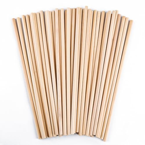 40 Stück Hartholz Rundstab aus Birkenholz natur 8mm Durchmesser, 30cm Länge, Rundholz Bastelstäbe Holzstäbe Zum Basteln Modellbau DIY Massiv