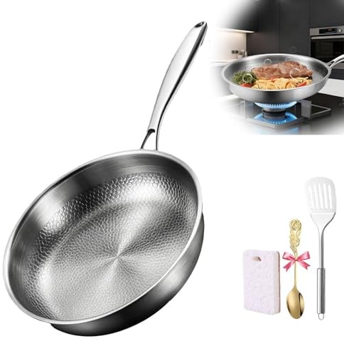Titan Pfanne, Titanpfanne, Titan-Pfanne Pro Mit Deckel 2025, Titanpfanne Bratpfanne, Gleichmäßiges Erhitzen, Uncoated Titanium Bratpfanne Für Die Küche Kochen (26CM, Kein Topfdeckel enthalten)