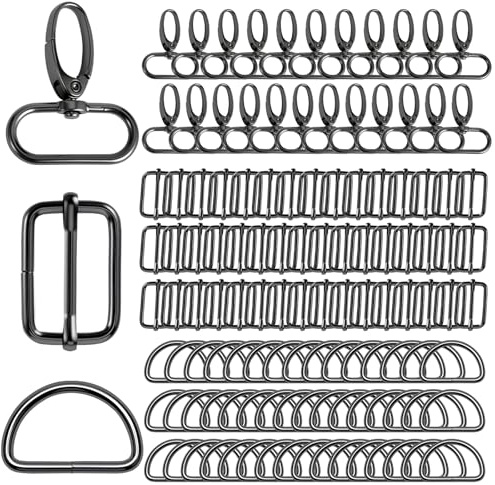 60 Stück Karabinerhaken Mit Drehgelenk Taschenzubehör Zum Nähen Zubehör | Karabiner Schlüsselanhänger D Ringe Schnallen Leiterschnalle Für DIY Nähen Zubehör Taschen