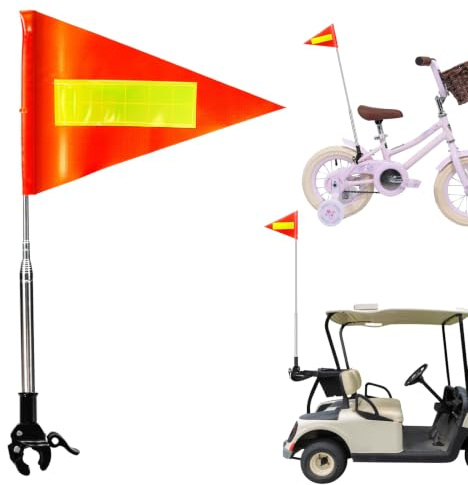 Fahrradanhänger Fahne, Fahrrad Wimpel, Fahrradfahne, Reflektierende Fahrradflagge, Sicherheitswimpel, Verstellbare, mit Teleskopstange, Für Golfwagen Scooter Kinderwagen Rollstuhl, 1 Stück