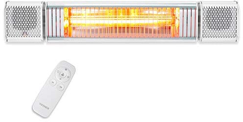 VASNER Appino BEATZZ – Infrarot Heizstrahler mit Lautsprecher & LED Beleuchtung 2000 Watt Bluetooth fähig Infrarotstrahler Steuerung per App & Fernbedienung (Weiß)