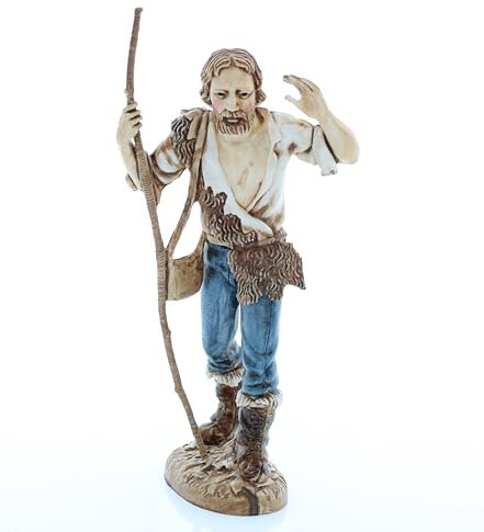 Moranduzzo Hirte mit Stock für Krippe 12 cm Maßstab 1:15 - Unzerstörbare Krippenfiguren - Stil 700', Handbemalt, Offizielles Produkt, Hergestellt in Italien, Bildhauer M. Landi