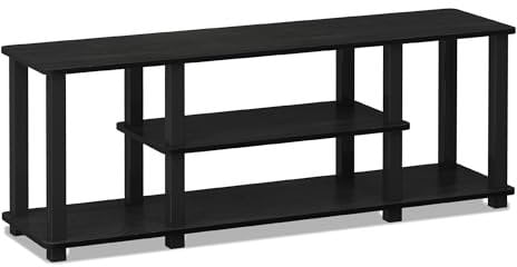 Furinno Entertainment/TV-Regal mit unterschiedlichen Ablageflächen, Americano/Schwarz, 29.72 x 111.25 x 41.15 cm, Vierkantrohr