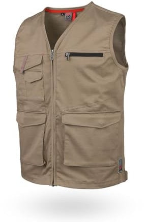 WÜRTH MODYF Arbeitsweste Stretch X – professionelle Arbeitsweste für Herren in Größe 6XL – Arbeitskleidung für Handwerk & Industrie in beige